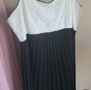 Black and white knee length dress